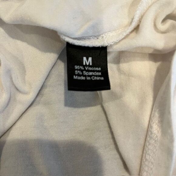 BLACK Label Saks Fifth Avenue 1/2 Sleeve Ruched White Scoop Neck Size Medium - Picture 5 of 9